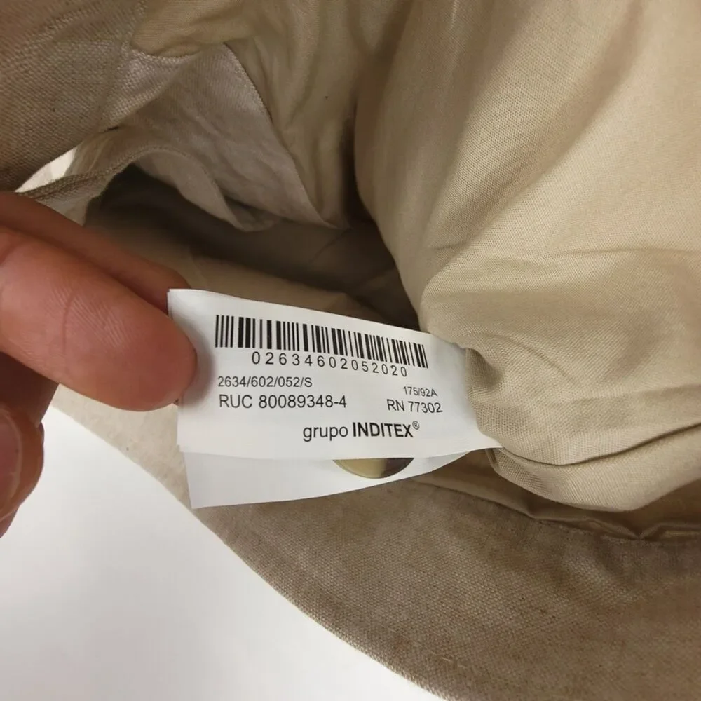 NWT Zara Man 100% Linen Old Money Cargo Button Down Shirt Jacket Ecru Luxe Small